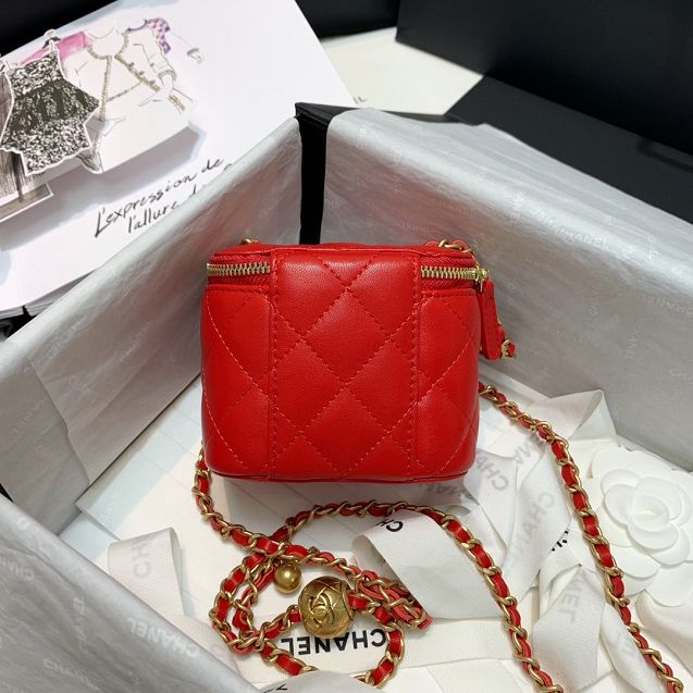 2020 CC original lambskin small box with chain AP1447 red