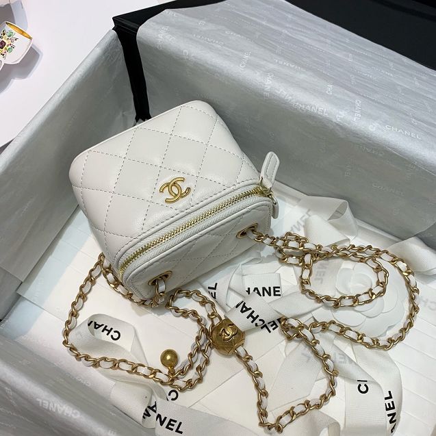 2020 CC original lambskin small box with chain AP1447 white