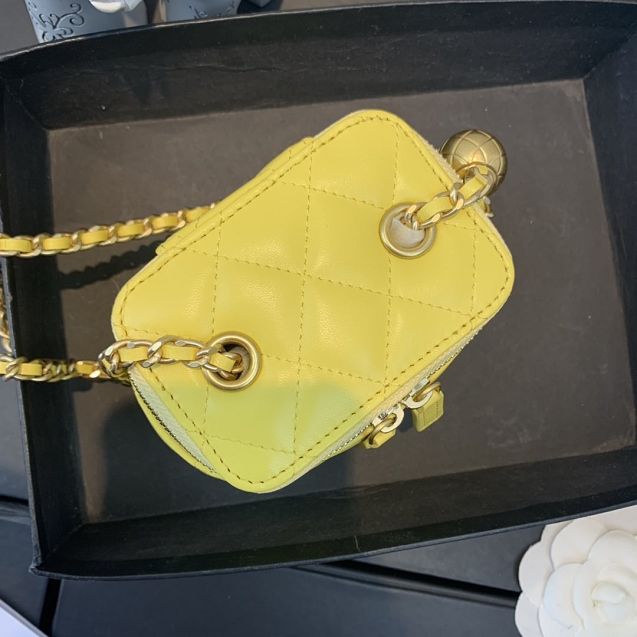 2020 CC original lambskin small box with chain AP1447 yellow