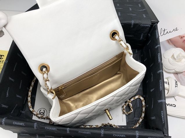 2020 CC original lambskin small flap bag AS1786 white