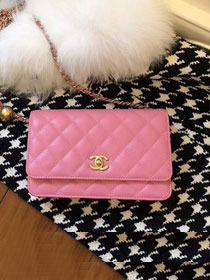 2020 CC original lambskin wallet on chain AP1450 pink