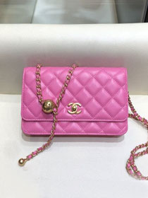 2020 CC original lambskin wallet on chain AP1450 rose red