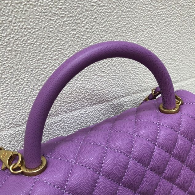 CC original grained calfskin large coco handle bag A92991 purple