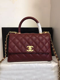 CC original grained calfskin small coco handle bag A92990 bordeaux