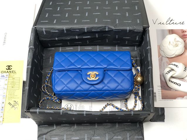 2020 CC original lambskin flap bag AS1787 blue