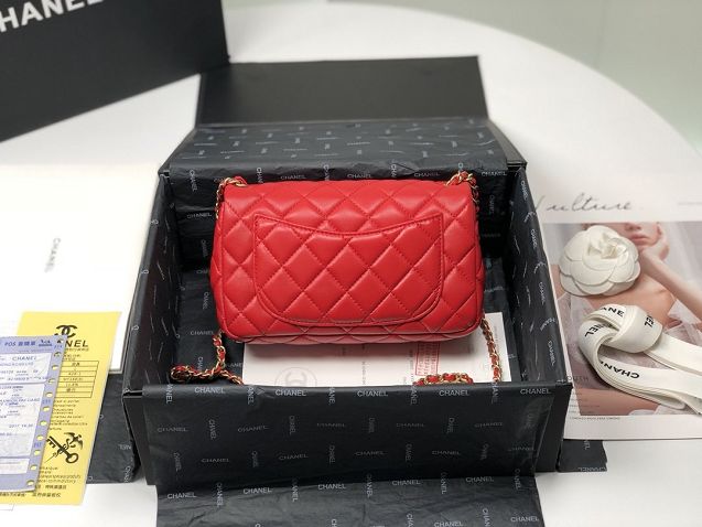 2020 CC original lambskin flap bag AS1787 red