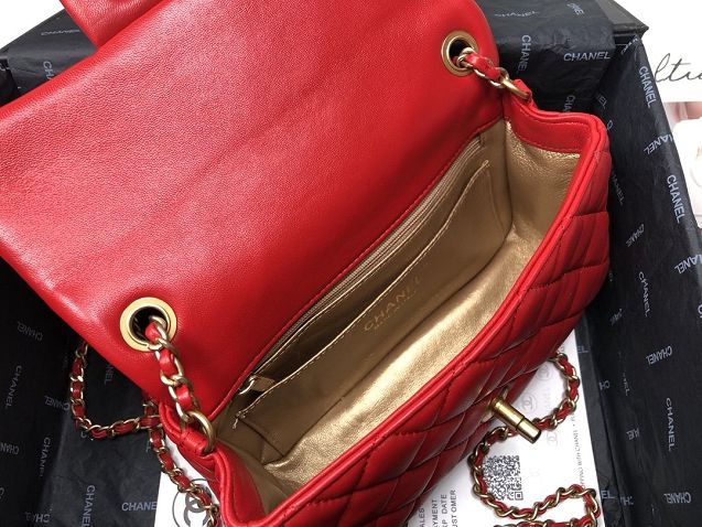 2020 CC original lambskin flap bag AS1787 red