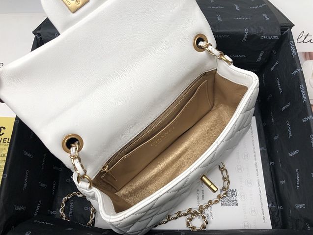 2020 CC original lambskin flap bag AS1787 white