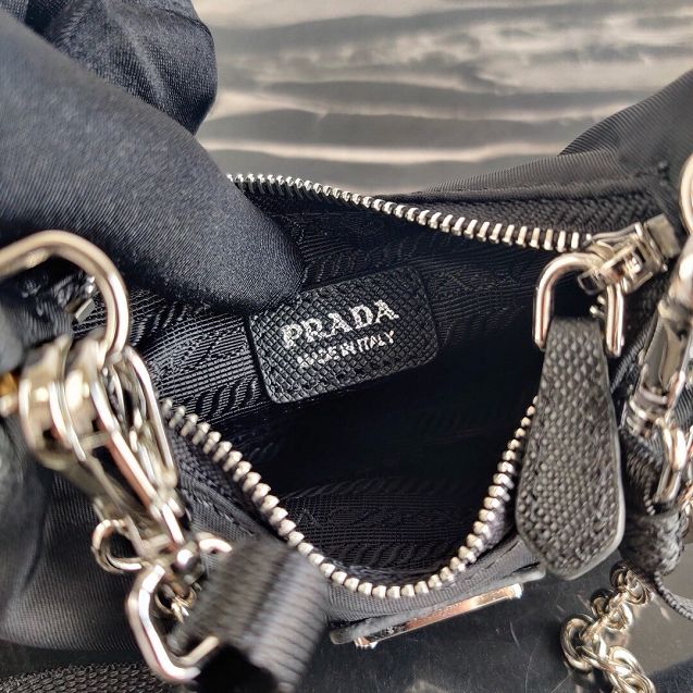 Prada original nylon mini hobo bag 1TT122 black