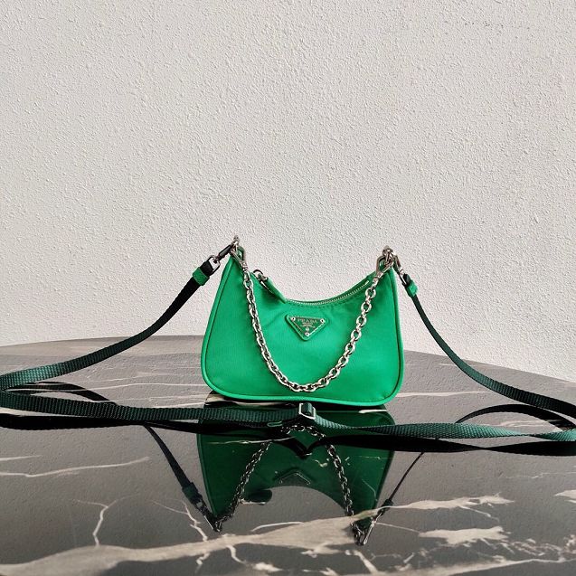 Prada original nylon mini hobo bag 1TT122 green