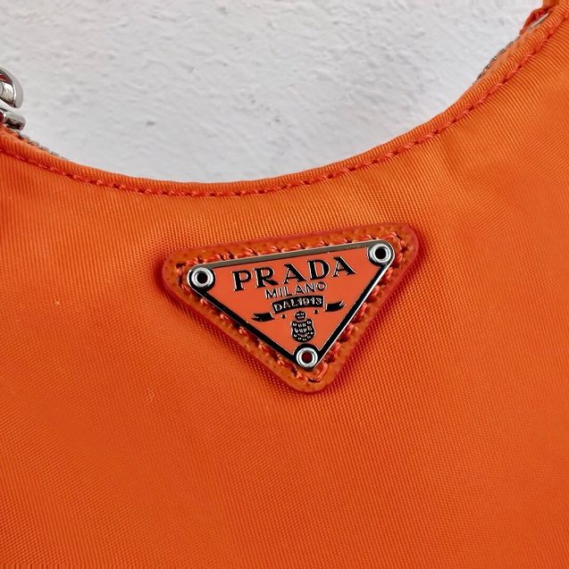 Prada original nylon mini hobo bag 1TT122 orange