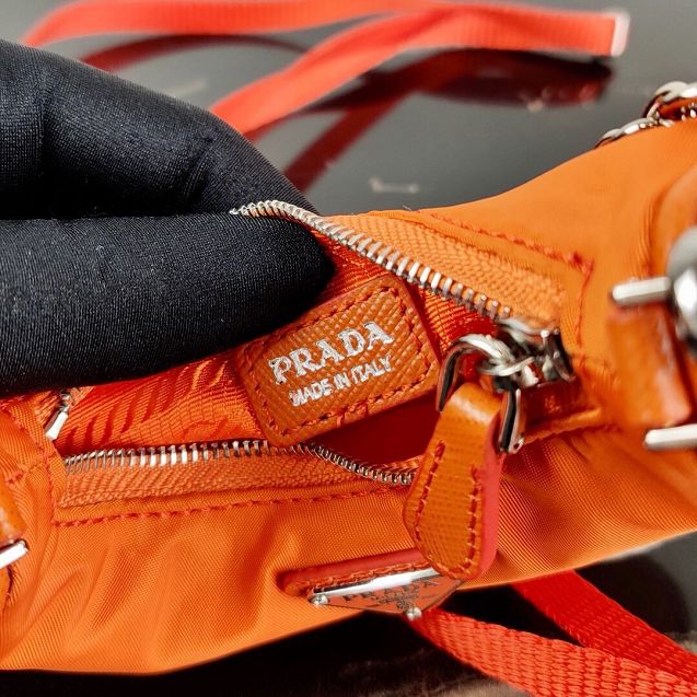 Prada original nylon mini hobo bag 1TT122 orange