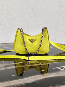 Prada original nylon mini hobo bag 1TT122 yellow