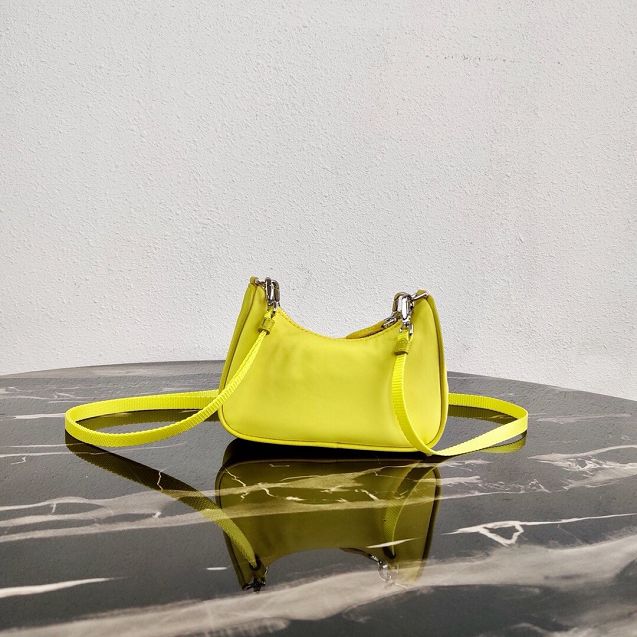 Prada original nylon mini hobo bag 1TT122 yellow