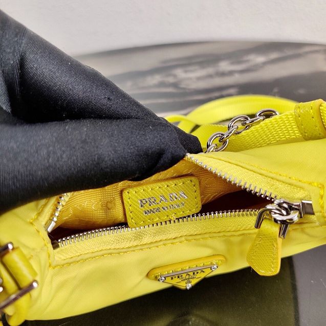 Prada original nylon mini hobo bag 1TT122 yellow