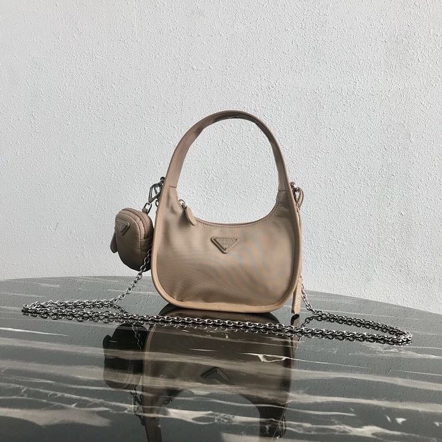 Prada original nylon re-edition 2000 hobo bag 1BC114 apricot