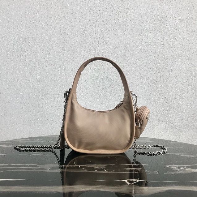 Prada original nylon re-edition 2000 hobo bag 1BC114 apricot