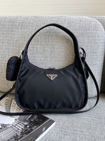 Prada original nylon re-edition 2000 large hobo bag 1BC115 black