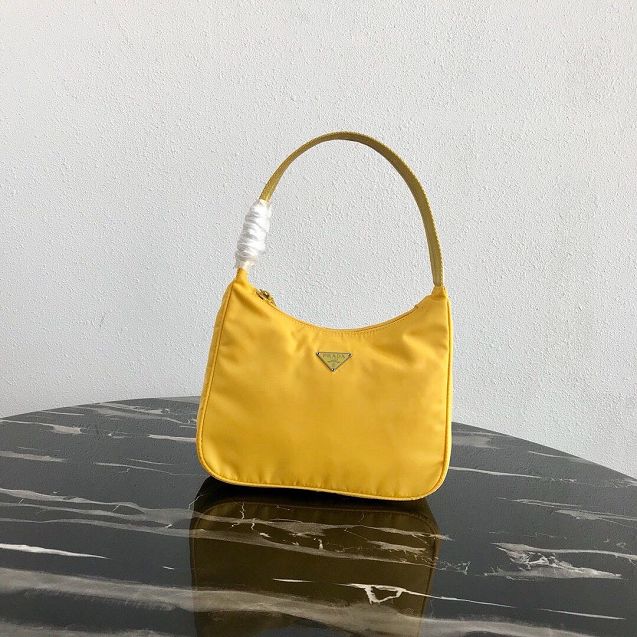 Prada original nylon mini hobo bag MV519 yellow