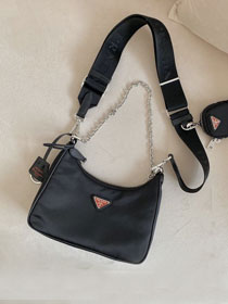 Prada original nylon shoulder bag 1BH204 black