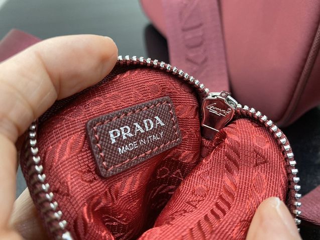 Prada original nylon shoulder bag 1BH204 bordeaux