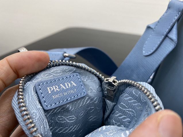 Prada original nylon shoulder bag 1BH204 light blue