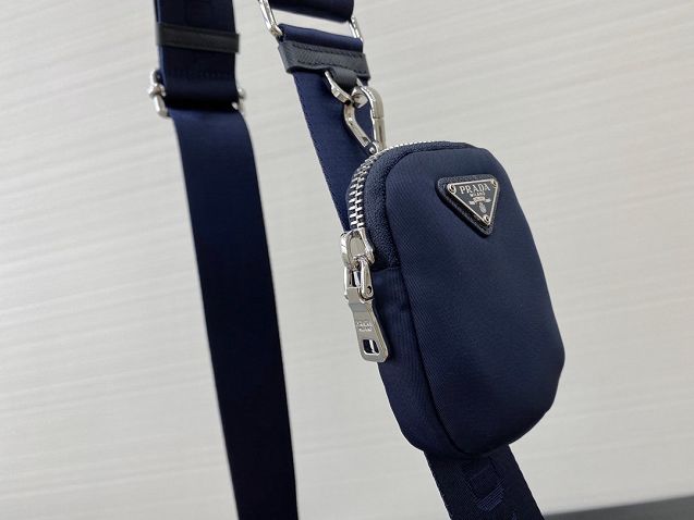 Prada original nylon shoulder bag 1BH204 navy blue