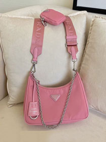 Prada original nylon shoulder bag 1BH204 pink