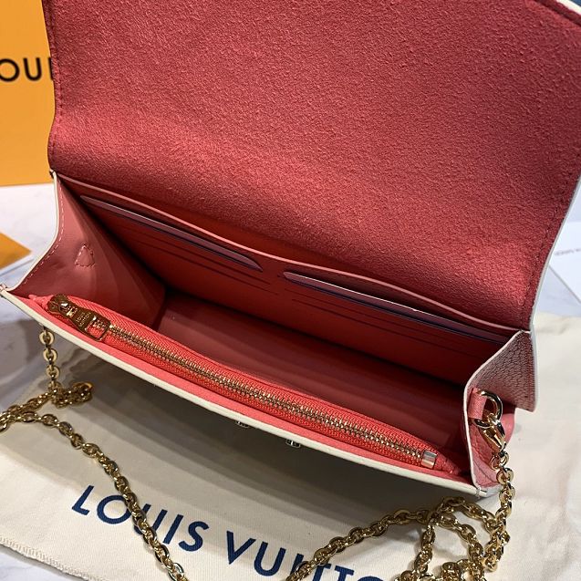 Louis vuitton original damier azur croisette chain wallet N60358 pink