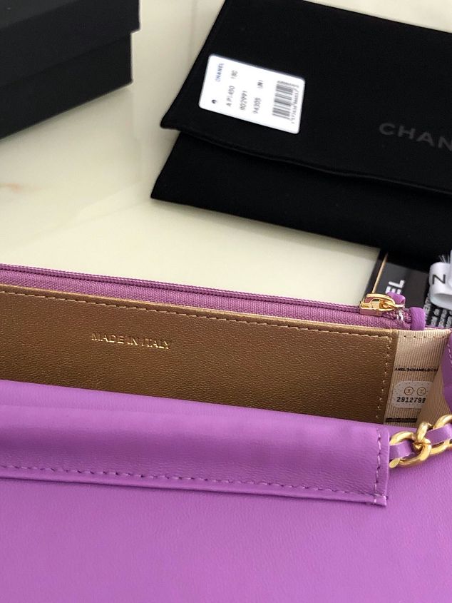 2020 CC original lambskin wallet on chain AP1450 purple