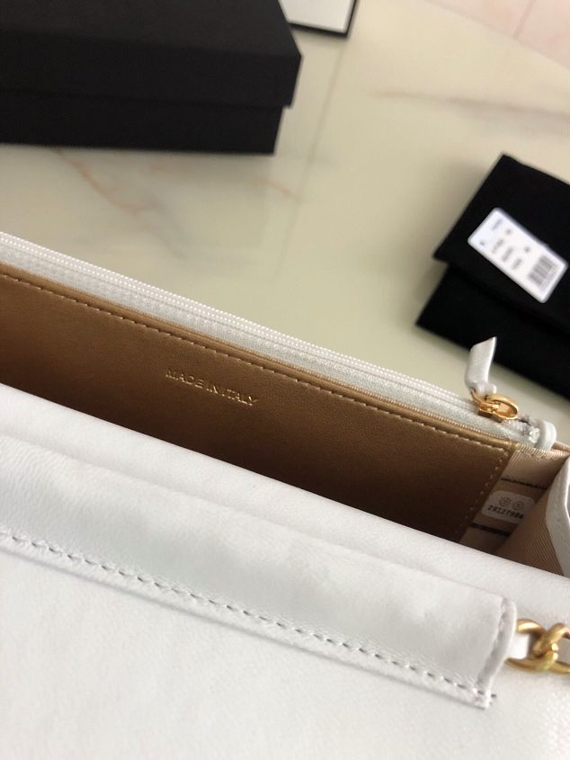 2020 CC original lambskin wallet on chain AP1450 white