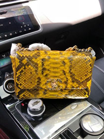 2020 CC original python leather 19 flap bag AS1160 yellow