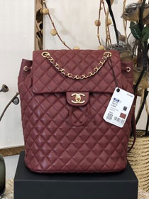 CC original lambskin large backpack A91122 wine red