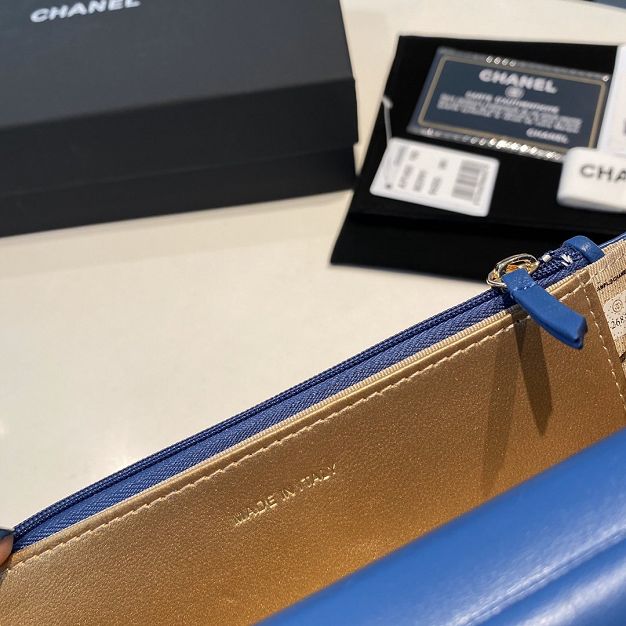 2020 CC original lambskin wallet on chain AP1450 blue