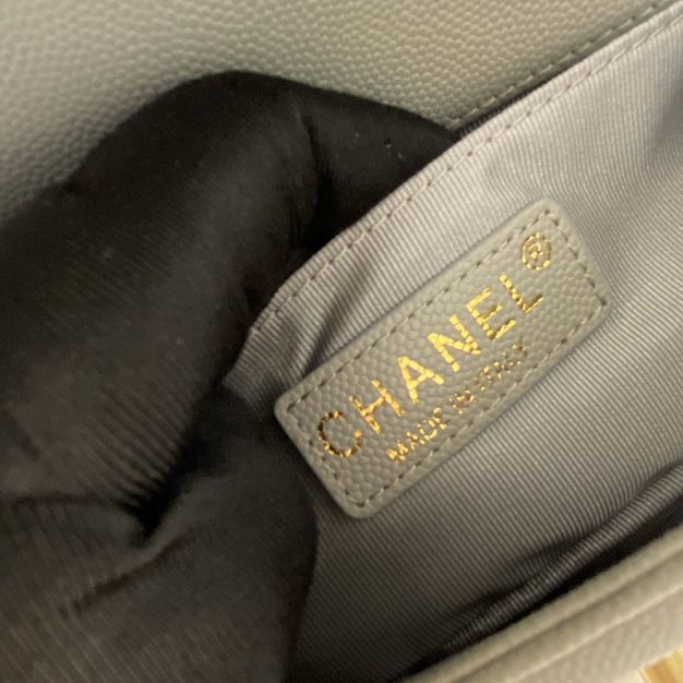 CC original grained calfskin small boy handbag A67085-2 grey