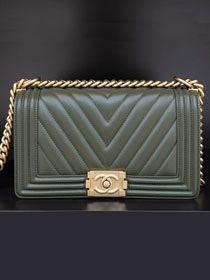 CC original customized lambskin boy handbag A67086-2 blackish green