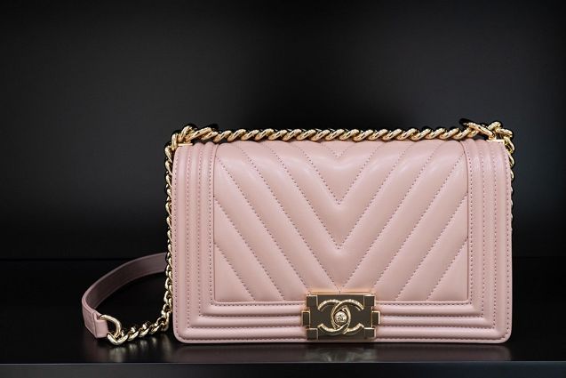 CC original customized lambskin boy handbag A67086-2 light pink(smooth hardware)