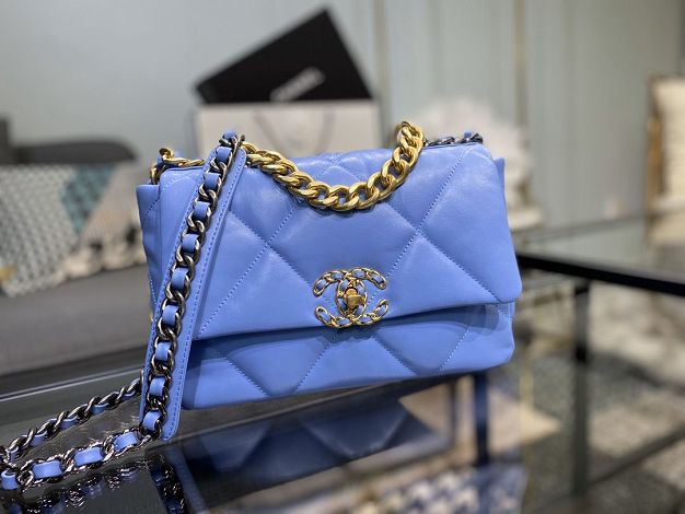 2020 CC original lambskin 19 flap bag AS1160 blue