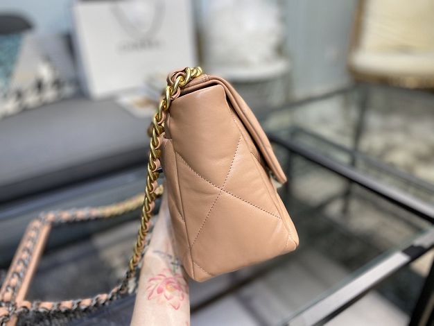 2020 CC original lambskin 19 large flap bag AS1161 nude