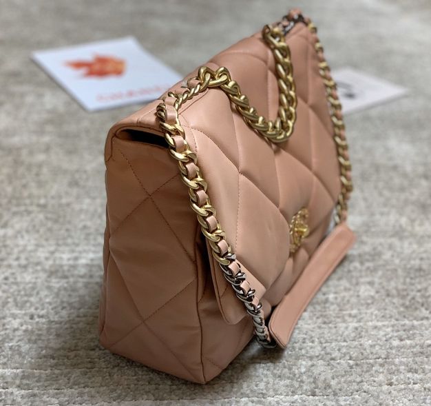 2020 CC original lambskin 19 maxi flap bag AS1162 nude