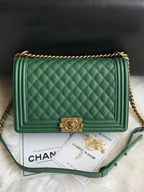 CC original grained calfskin large boy handbag 67087 green