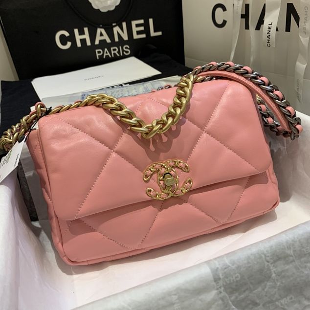 2020 CC original lambskin 19 flap bag AS1160 pink