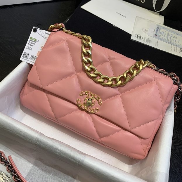 2020 CC original lambskin 19 large flap bag AS1161 pink