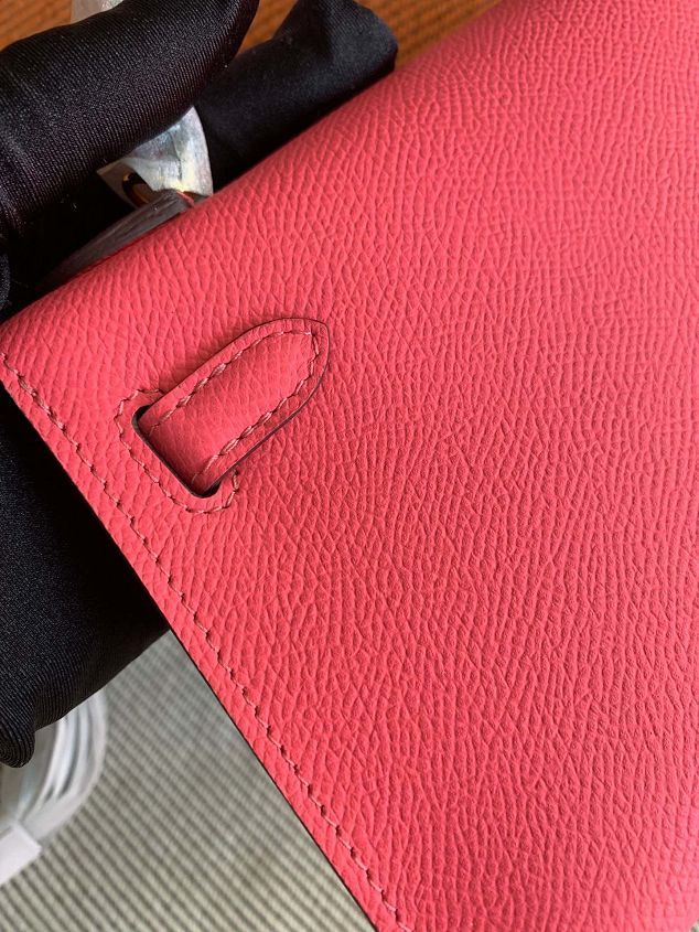 Hermes original epsom leather mini kelly 19 bag K0019 dark pink