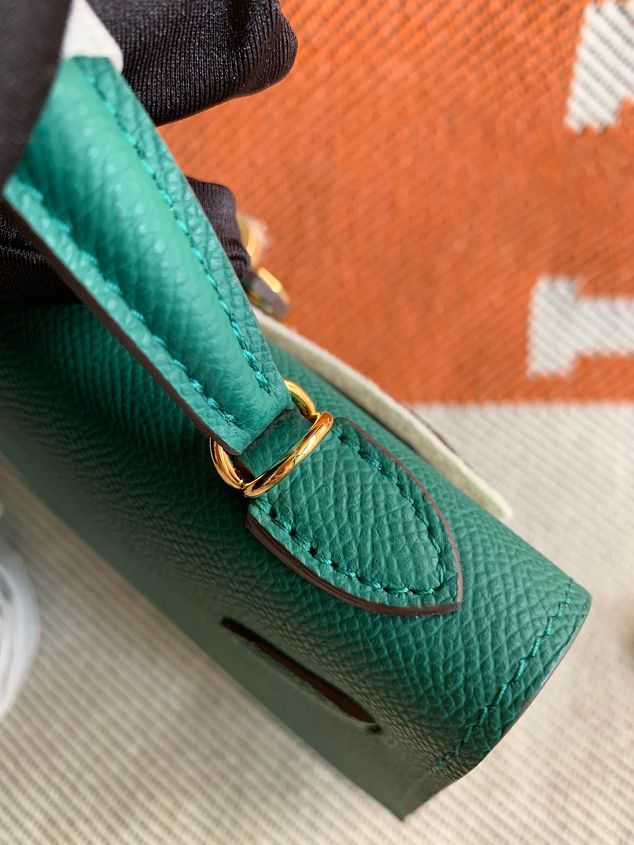 Hermes original epsom leather mini kelly 19 bag K0019 emerald