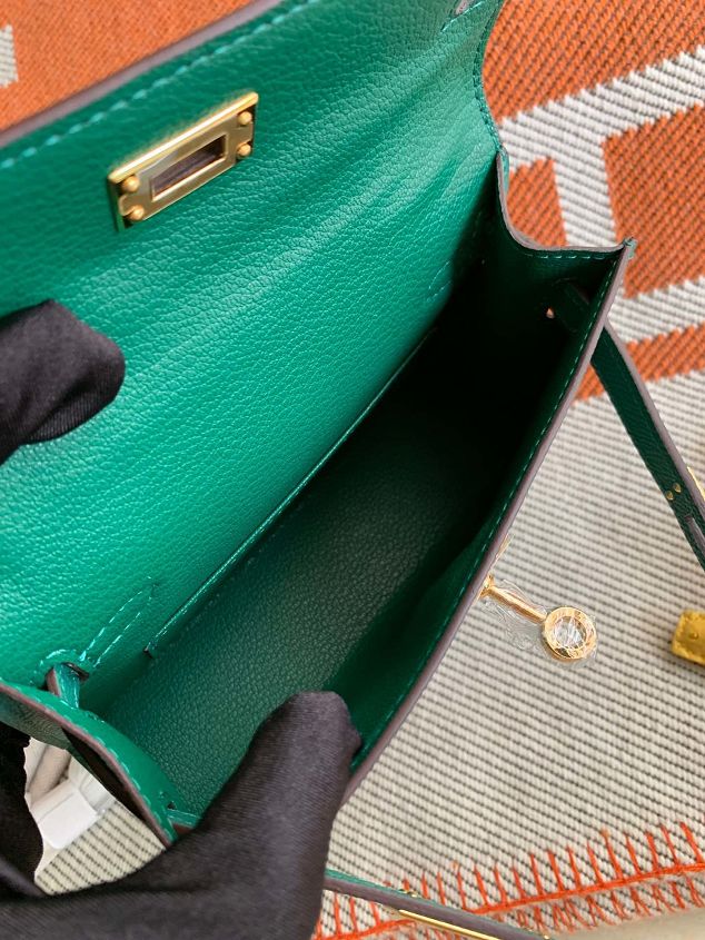 Hermes original epsom leather mini kelly 19 bag K0019 emerald