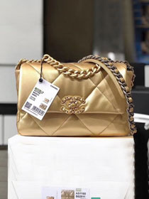 CC original lambskin 19 flap bag AS1160 gold