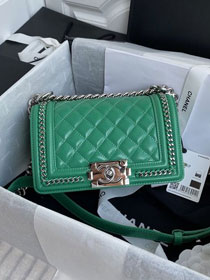 CC original shiny lambskin small boy handbag A67085-6 green