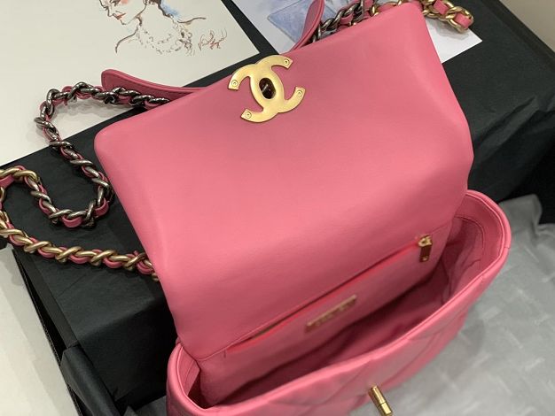 2020 CC original lambskin 19 flap bag AS1160 dark pink