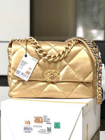 2020 CC original lambskin 19 large flap bag AS1161 gold